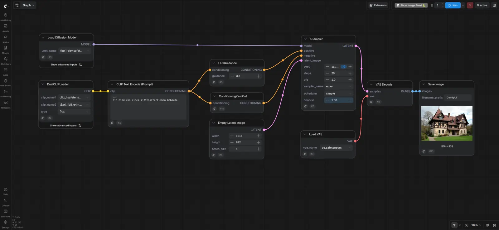 Der fertige Flux.1-Dev-Workflow in ComfyUI